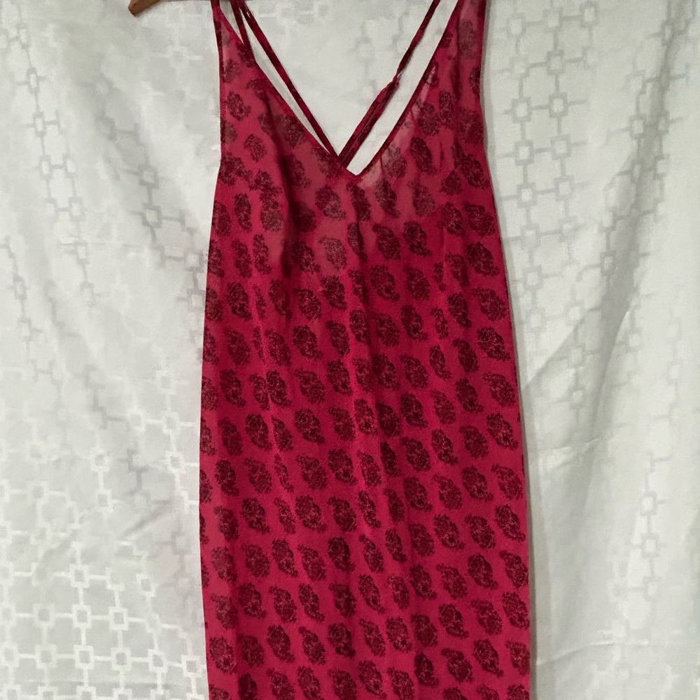 VINTAGE Victoria Secret’s Red Sheer Long Gown/Dress SIZE L